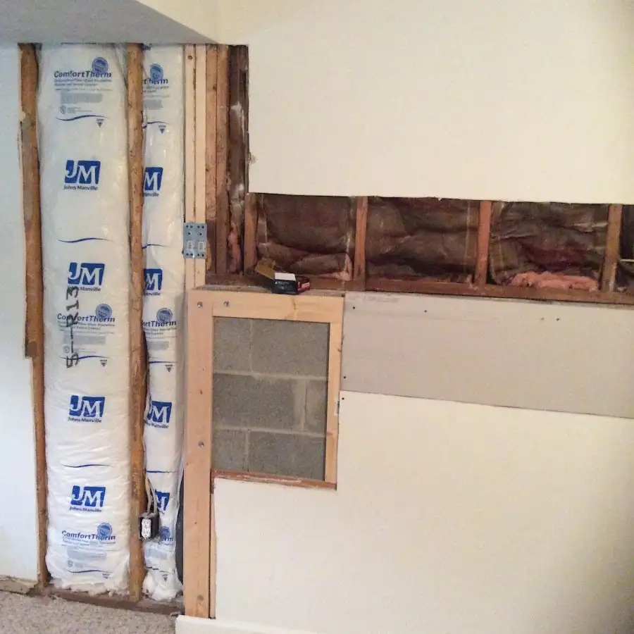 Wall insulation replacement during Basement Flood Cleanup in Richland